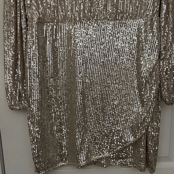 Silver Sequin Long Sleeve Dress - Picture 3 of 16